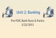 Pre-FDIC Bank Runs & Panics 3/22/2011 Unit 2: Banking