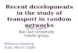 Recent developments in the study of transport in random networks Shai Carmi Bar-Ilan University Havlin group Minerva meeting Eilat, March 2009