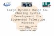 Large Dynamic Range Co- Phasing System Development for Segmented Telescope Mirrors Juan F Simar – ARC Phd Student Centre Spatial de Liège Université de