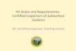 NC Rules and Requirements: Certified Inspectors of Subsurface Systems NC Certified Inspector Training School