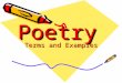 PoetryPoetry Terms and Examples. Poetry The art or work of a poet A piece of literature written in meter or verse