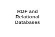 RDF and Relational Databases. Mapping Relational data to RDF Suppose we have data in a relational database that we want to export as RDF 1. Choose an