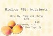 Biology PBL: Nutrients Done By: Tang Wei Khong (28) Lim ShengYang (18) Galileo Yap (5)