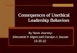 Consequences of Unethical Leadership Behaviors By Team Journey: Simonette P. Elgert and Carolyn J. Sucaet 10-25-12