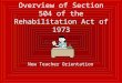 Overview of Section 504 of the Rehabilitation Act of 1973 New Teacher Orientation