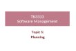 TK3333 Software Management Topic 5: Planning. Contents  Project Objective  Work Breakdown Structure (WBS)  Network Diagram  Project Management Methodology