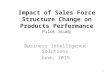 Impact of Sales Force Structure Change on Products Performance Pilot Study Business Intelligence Solutions June, 2015 1