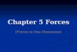 Chapter 5 Forces (Forces in One Dimension). Objectives for Section 5.1 Describe how force affects the motion of an object. Describe how force affects