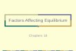 Factors Affecting Equilibrium Chapters 18 When a system is at equilibrium, it will stay that way until something changes this condition