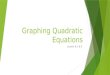 Graphing Quadratic Equations Lesson 6.1-6.2. Graphing Quadratic Equations: Standard Form of a Quadratic Equation  Standard form- any function that can