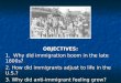 OBJECTIVES: 1. Why did immigration boom in the late 1800s? 2. How did immigrants adjust to life in the U.S.? 3. Why did anti-immigrant feeling grow?