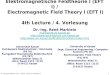 Dr.-Ing. René Marklein - EFT I - SS 06 - Lecture 4 / Vorlesung 4 1 Elektromagnetische Feldtheorie I (EFT I) / Electromagnetic Field Theory I (EFT I) 4th