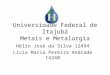 Universidade Federal de Itajubá Metais e Metalurgia Hélio José da Silva 12494 Lívia Maria Pereira Andrade 14240