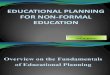 Educational Planning for Non Formal Education
