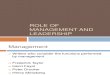 Role of Management and Leadership- OVERVIW