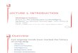 Introduction Lecture 01