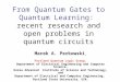 From Quantum Gates to Quantum Learning: recent research and 