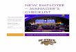 NEW EMPLOYEE – MANAGER'S CHECKLIST