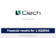 CIECH - Financial results for 3Q2016
