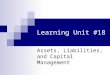 Learning Unit 18: Assets, Liabilities, and Capital Management