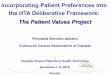 Incorporating Patient Preferences Into the HTA Deliberative Framework: The Patient Values Project: Filomena Servidio-Italiano (Colorectal Cancer Association of Canada)