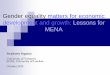Gender equality matters for economic development and growth: Lessons for MENA