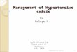 Management of hypertensive crisis