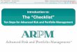 Introduction to "The Checklist" - Ten Steps for Advanced Risk and Portfolio Management