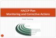 EIAO - HACCP Plan: Monitoring and Corrective Actions