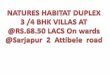 DUPLEX 3/4 BHK VILLAS FOR SALE AT SARJAPUR  2 ATTIBELE RD