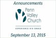 Penn Valley Church Announcements 9 13-15