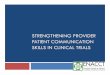 strengthening provider patient communication skills in clinical trials