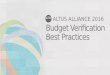Altus Alliance 2016 - Budget Verification