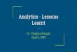 Analytics Lessons Learnt
