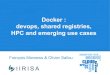 Docker : devops, shared registries, HPC and emerging use cases