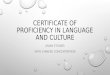 Certificate of proficiency in language and culture
