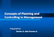 Concepts of planning and control in management