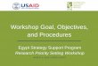Egypt Strategy Support Program workshop: Goal, objectives and procedures