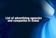 List of advertising agencies and companies in Dubai