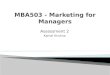 Presentation for MBA 503, Assignment 2