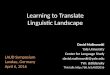 LAUD 2016: Learning to Translate Linguistic Landscape