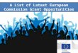 A List of Latest European Commission Grant Opportunities
