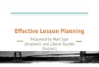 Niagara College PTTDP - Effective Lesson Planning