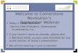 Welcome to Cornerstone Revolution's September Webinar