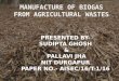 pretreatment methods for manufacture of biogas from agricutural wastes