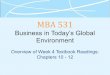 Mba 531   week 4 - overview - chap 10 - 12