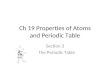 Ch 19 Properties of Atoms and Periodic Table Section 3 The Periodic Table
