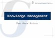 Knowledge Management Dee Anne Kotzur. About Me Background in Logistics Lotus Notes - 1996 Content Management – Outlook Folders 1998 Official KM title
