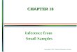 Copyright ©2011 Nelson Education Limited Inference from Small Samples CHAPTER 10