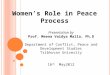 Women’s Role in Peace Process Presentation by Prof. Meena Vaidya Malla, Ph.D Department of Conflict, Peace and Development Studies Tribhuvan Univesity